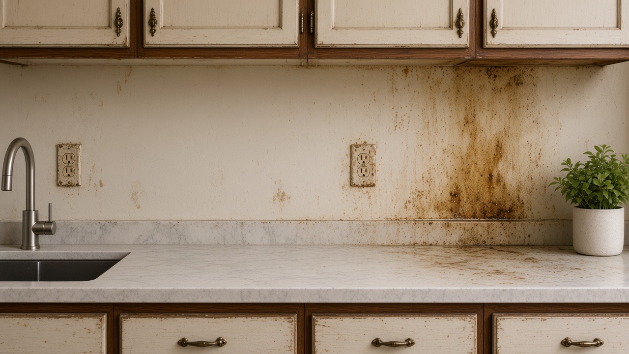 Kitchen wall before backsplash tile