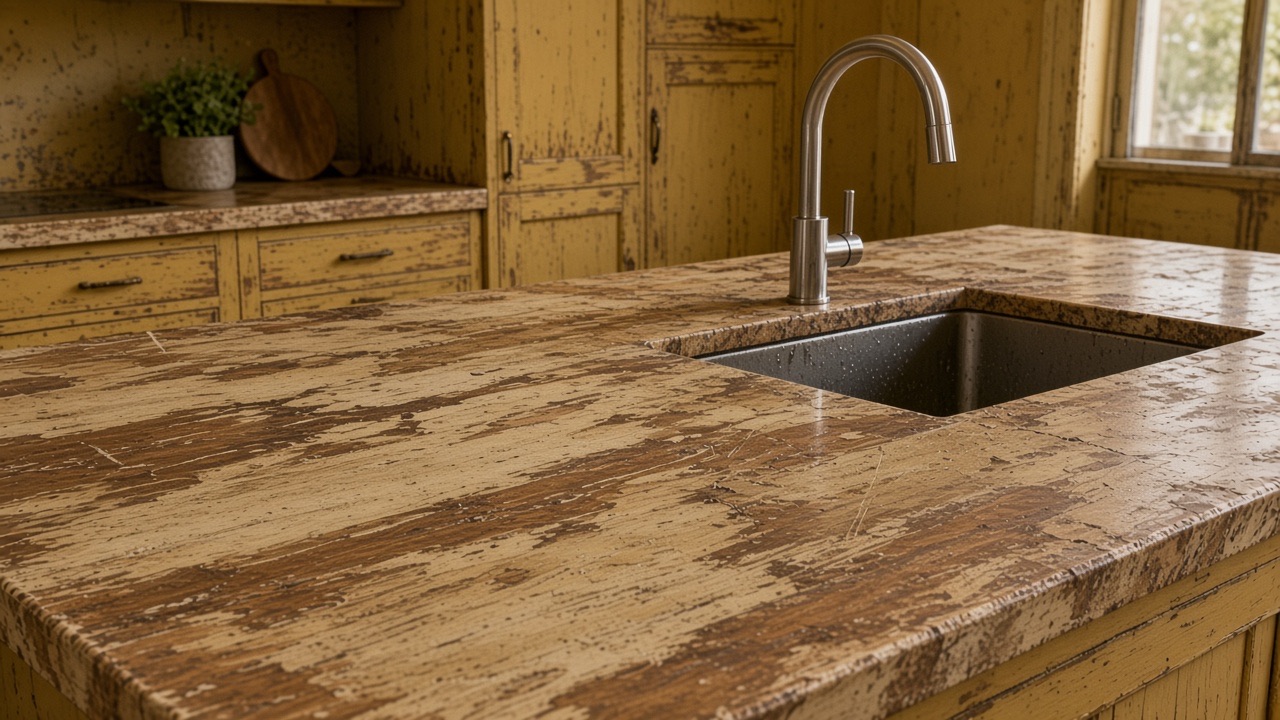 Kitchen with outdated counters before granite