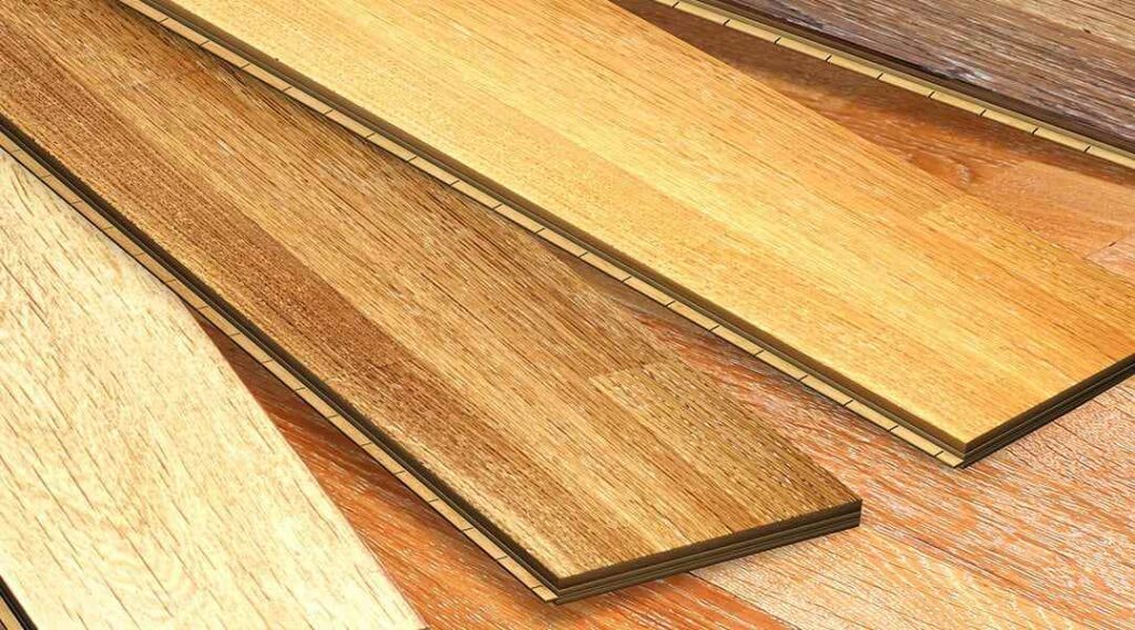 Stacked planks showing textured scratch resistant hardwood flooring surface