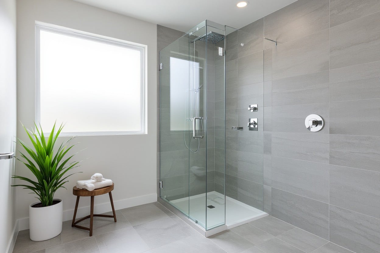modern tile shower remodel